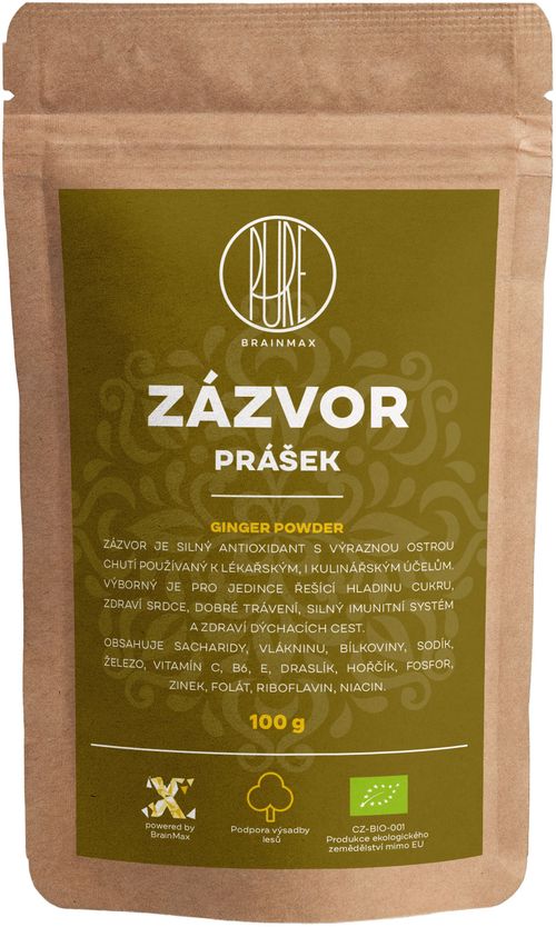 BrainMax Pure Zázvor BIO prášek, 100 g *CZ-BIO-001 certifikát