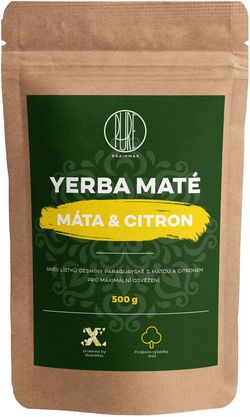 BrainMax Pure Organic Yerba Maté - Máta & Citrón, 500 g