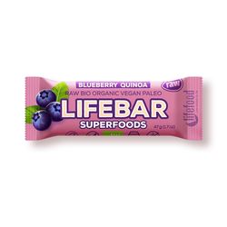 LifeFood - Tyčinka Lifebar borůvková s quinoou BIO, RAW, 47 g CZ-BIO-001 certifikát