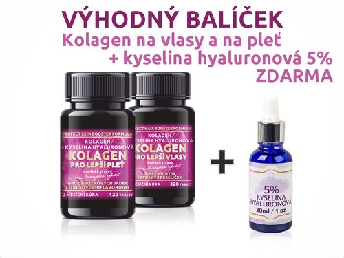 Bio-Detox Kolagen pro LEPŠÍ PLEŤ + Kolagen pro LEPŠÍ VLASY + Kyselina hyaluronová 5% ZDARMA