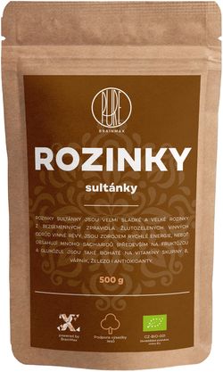 BrainMax Pure Rozinky Sultánky BIO, 500g *CZ-BIO-001 certifikát