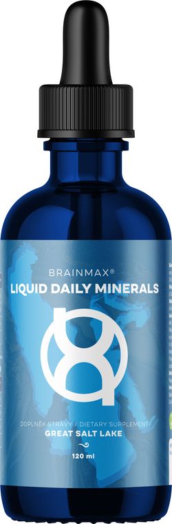 BrainMax Liquid Daily Minerals, Minerály v tekuté přírodní formě pro alkalizaci a remineralizaci, 120 ml 220 mg hořčíku + dalších 70 minerálů a stopových prvků