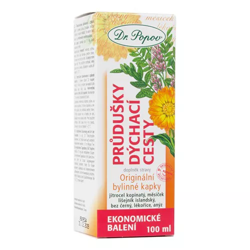 Průdušky – dýchací cesty, kapky, 100 ml Dr. Popov