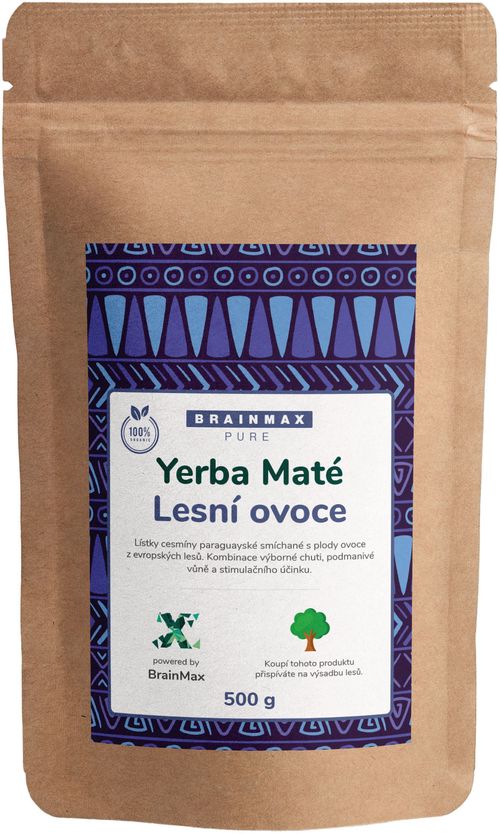 BrainMax Pure Organic Yerba Maté - Lesní ovoce, 500 g