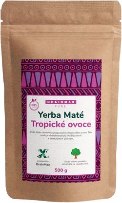 BrainMax Pure Organic Yerba Maté - Tropické ovoce, 500 g