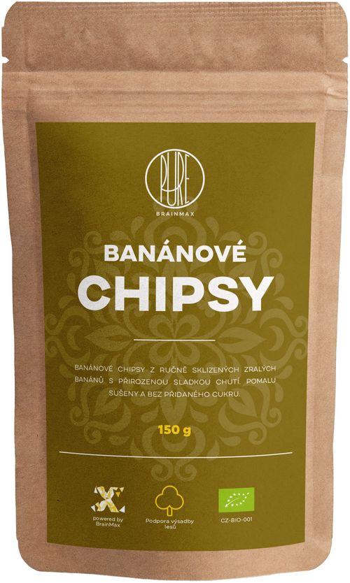 BrainMax Pure Banánové Chipsy BIO, 150 g *CZ-BIO-001 certifikát