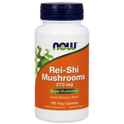 NOW® Foods NOW Rei-Shi houby (směs Reishi/Shiitake), 270 mg, 100 rostlinných kapslí
