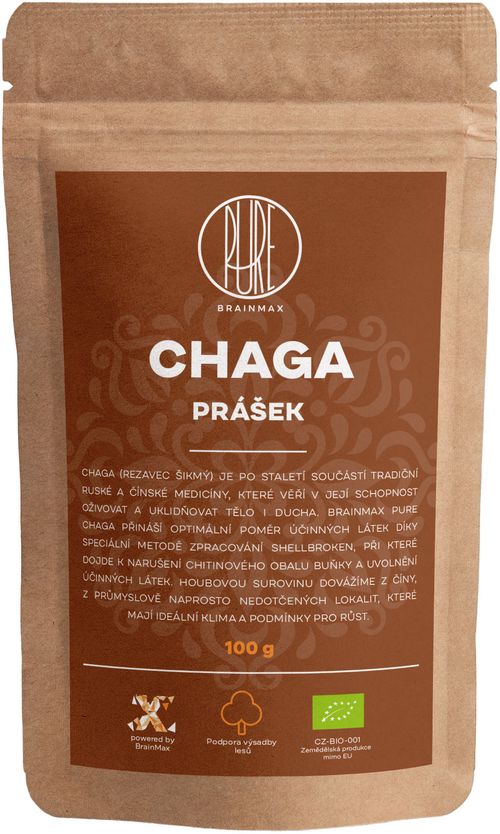 BrainMax Pure Chaga prášek, BIO 100g *CZ-BIO-001 certifikát