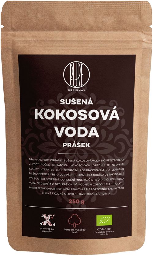 BrainMax Pure Kokosová voda BIO prášek, 250 g *CZ-BIO-001 certifikát