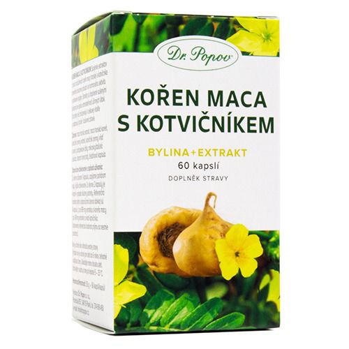 Kořen Maca s Kotvičníkem , 60 kapslí Dr. Popov