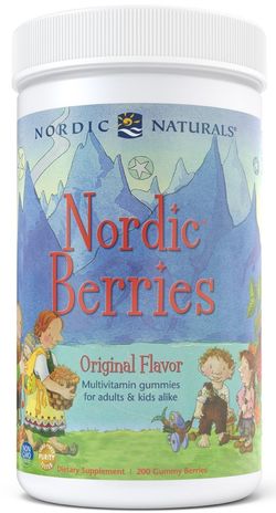 Nordic Naturals Nordic Berries Multivitamin pro Děti, Sladkokyselé, 200 gumových bombonu