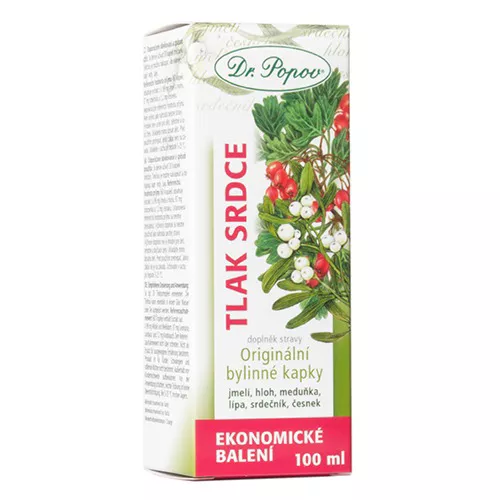 Tlak – srdce, originální bylinné kapky, 100 ml Dr. Popov