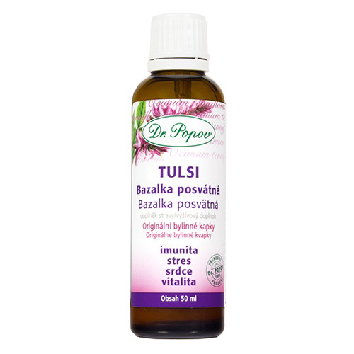 Tulsi-Bazalka posvátná, originální bylinné kapky, 50 ml